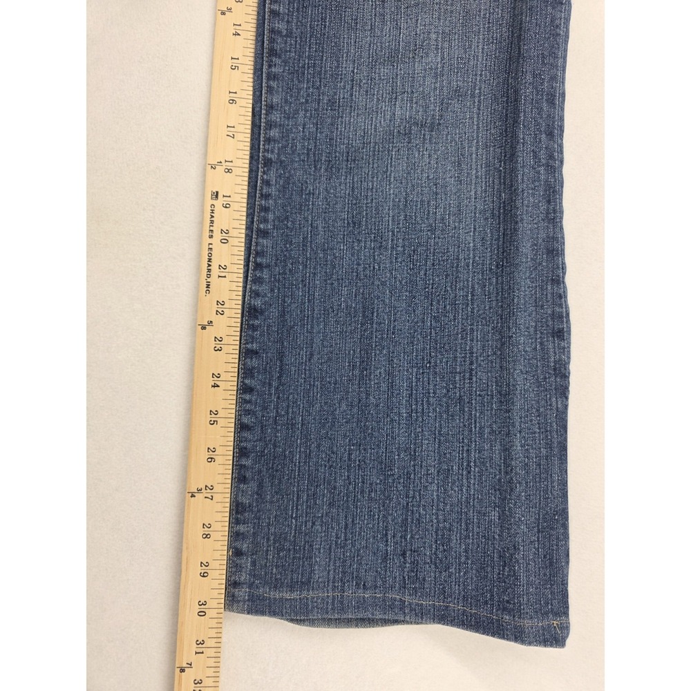 Seven7 Flare Jeans Womens 10 32x30 Medium Wash Mid Rise Stretch Whiskered Denim - Picture 3 of 10